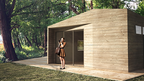 Design for a wood stand into the 'Bosco dei Taxodi' in Paratico (BS) Italy